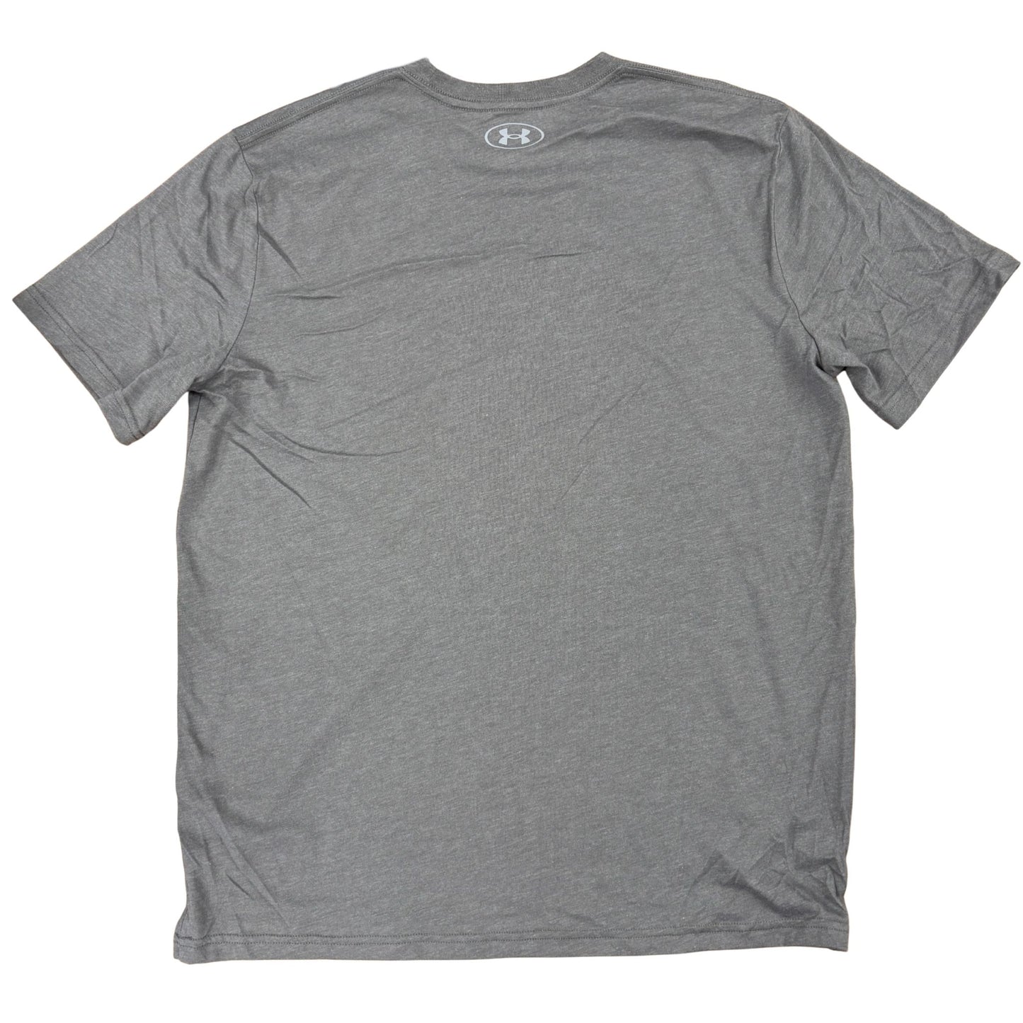 Gray t-shirt with Under Armour logo on a white background