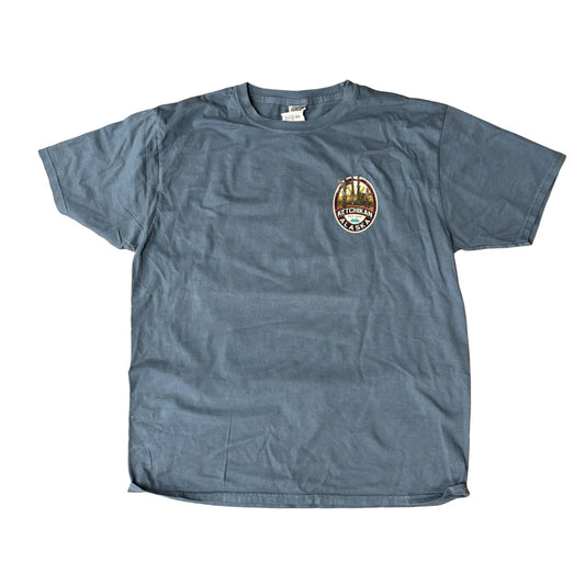 Blue t-shirt with a Ketchikan Alaska logo on