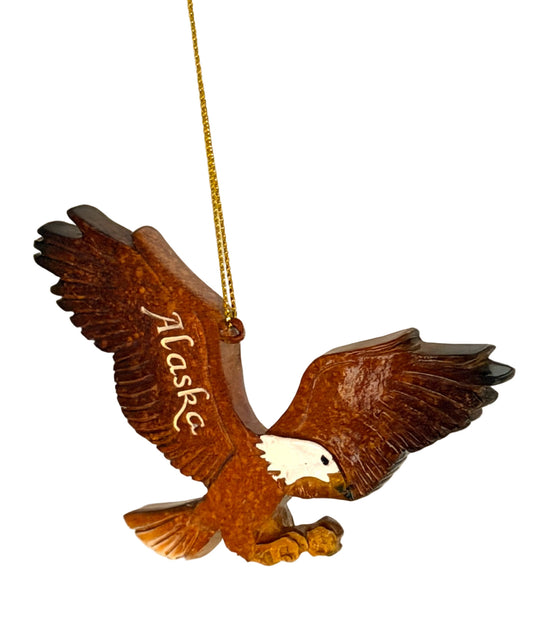 Wooden eagle ornament with 'Alaska'