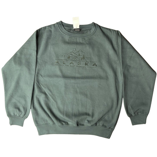 Greenish crewneck with alaska embroidery