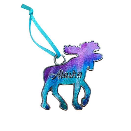 Northern Lights Foil Moose Ornament