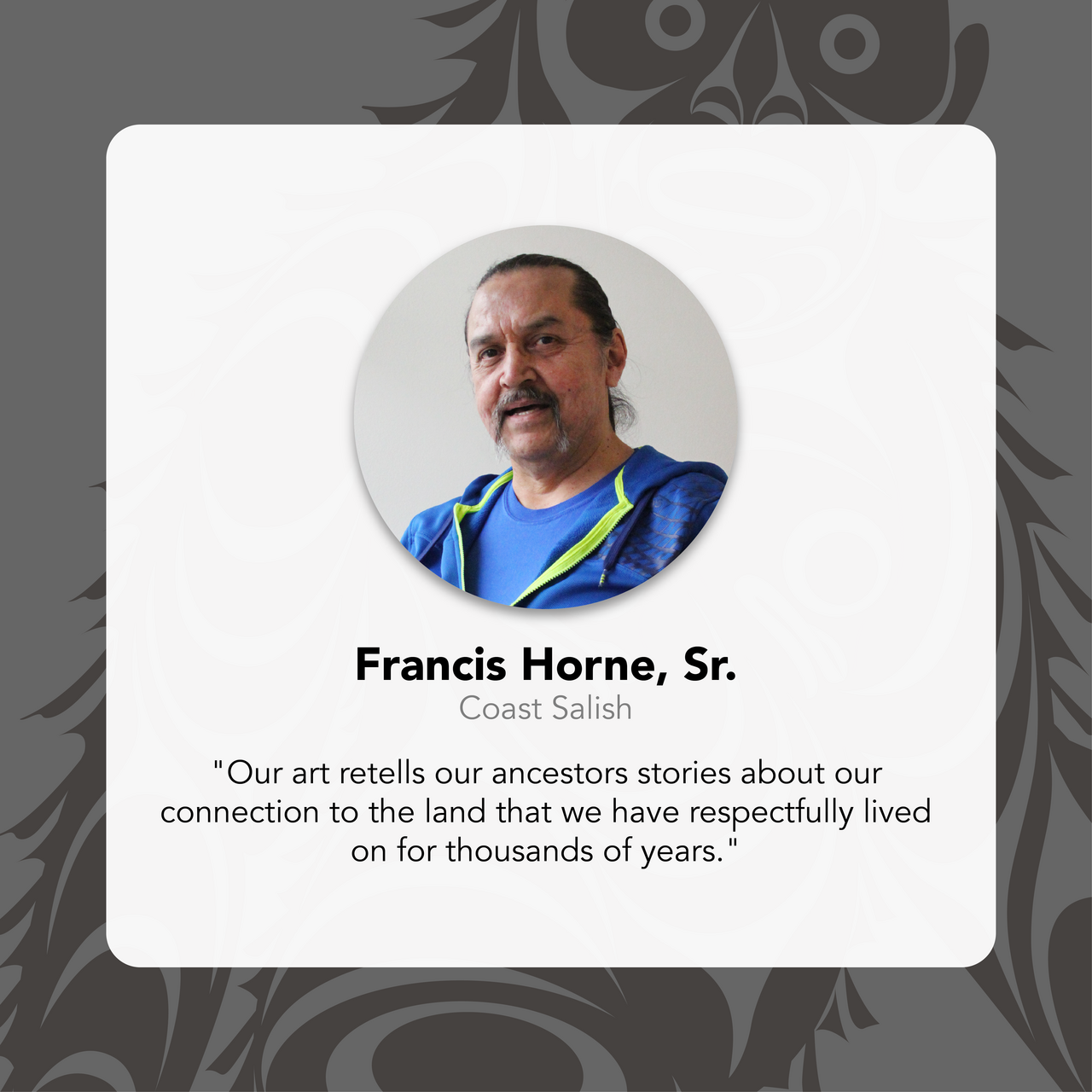 Portrait of Francis Horne, Sr. with a quote