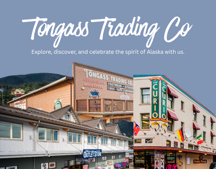 Tongass Trading Co building with a blue sky background