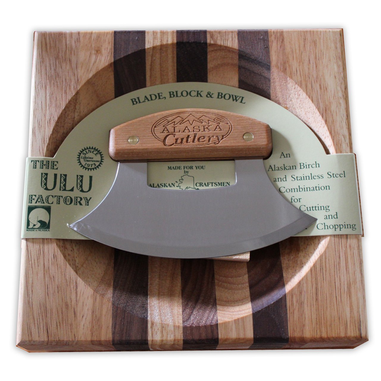 BIRCH HANDLE ULU W/ CHOPPING BOWL