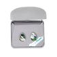 Teardrop-shaped earrings in a gray jewelry box with 'Wild Pearle' label.