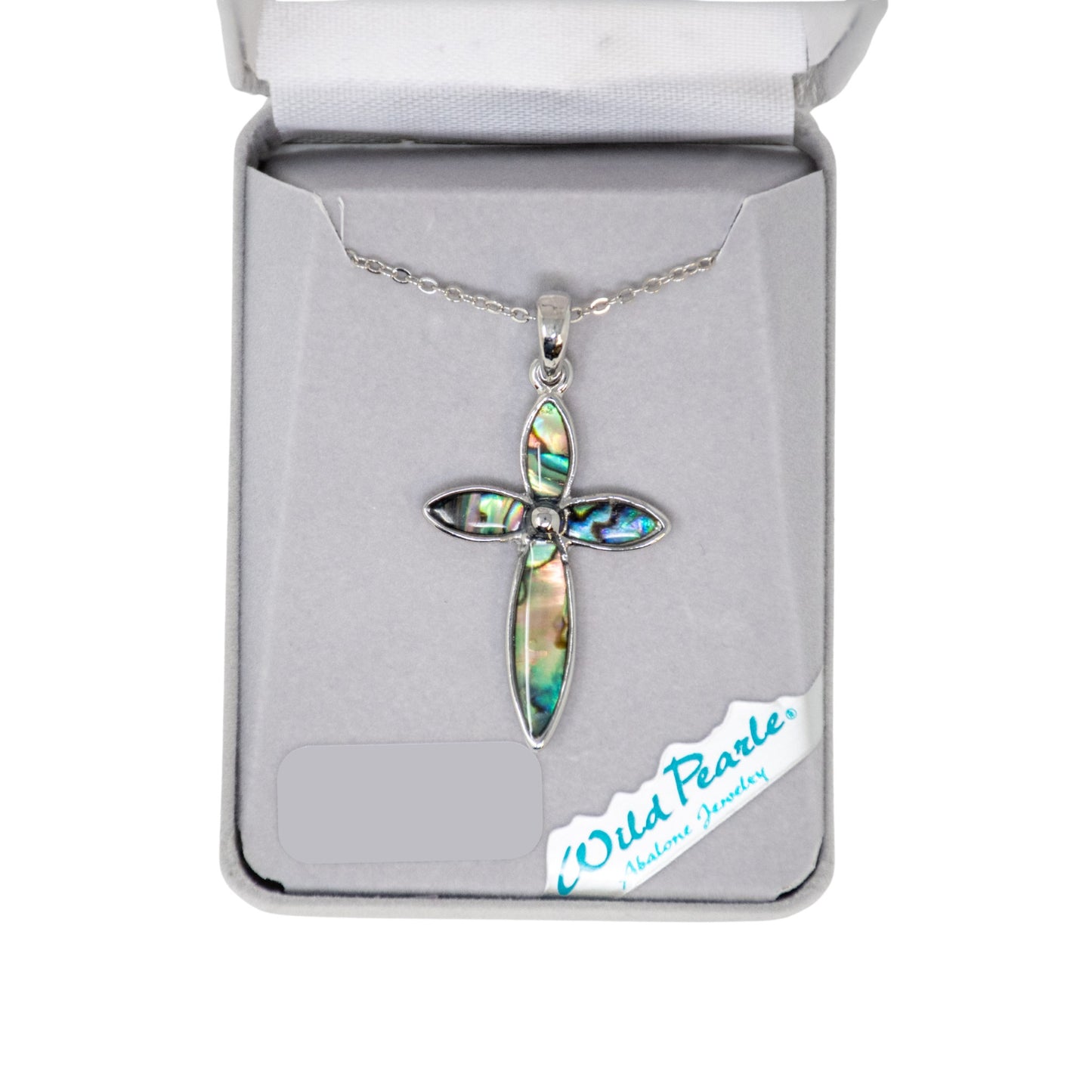 Cross-shaped pendant necklace in a 'Wild Pearle' box