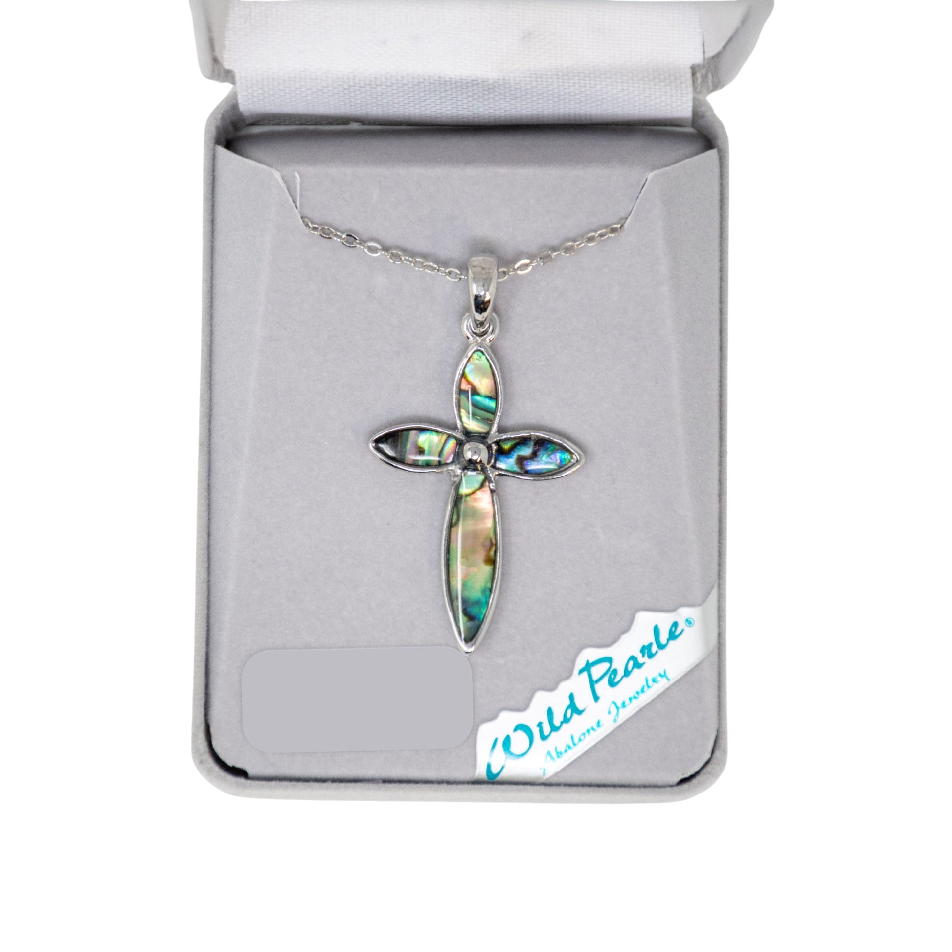 Cross-shaped pendant necklace in a 'Wild Pearle' box
