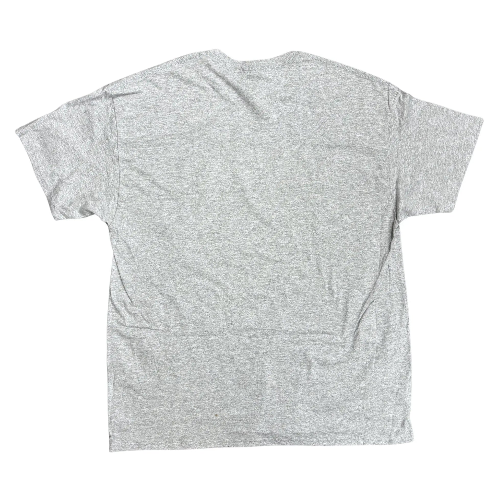 Back of gray t-shirt on a white background