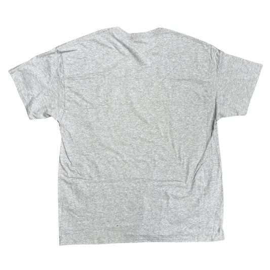 Back of gray t-shirt on a white background