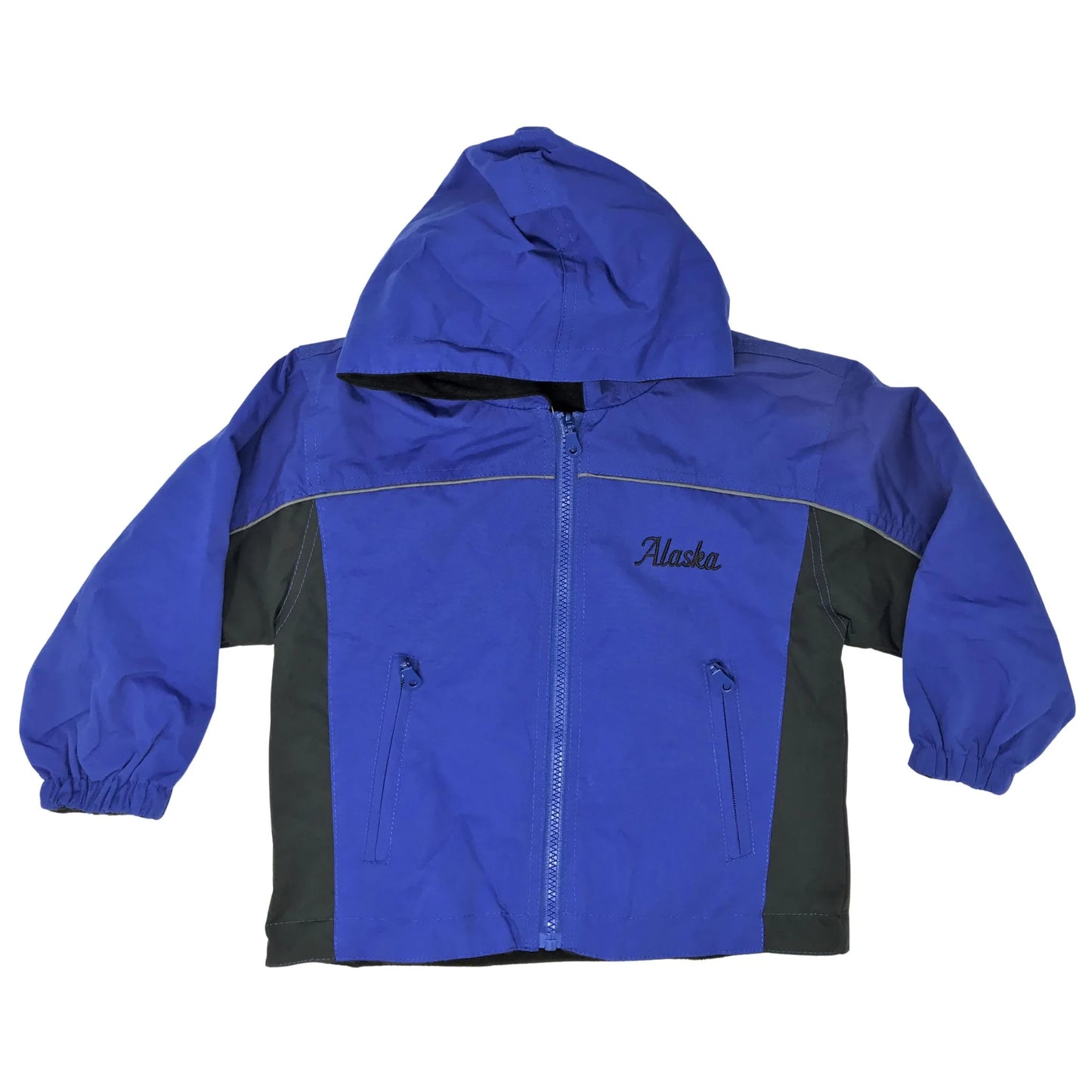 Blue and black jacket with 'Alaska' embroidery