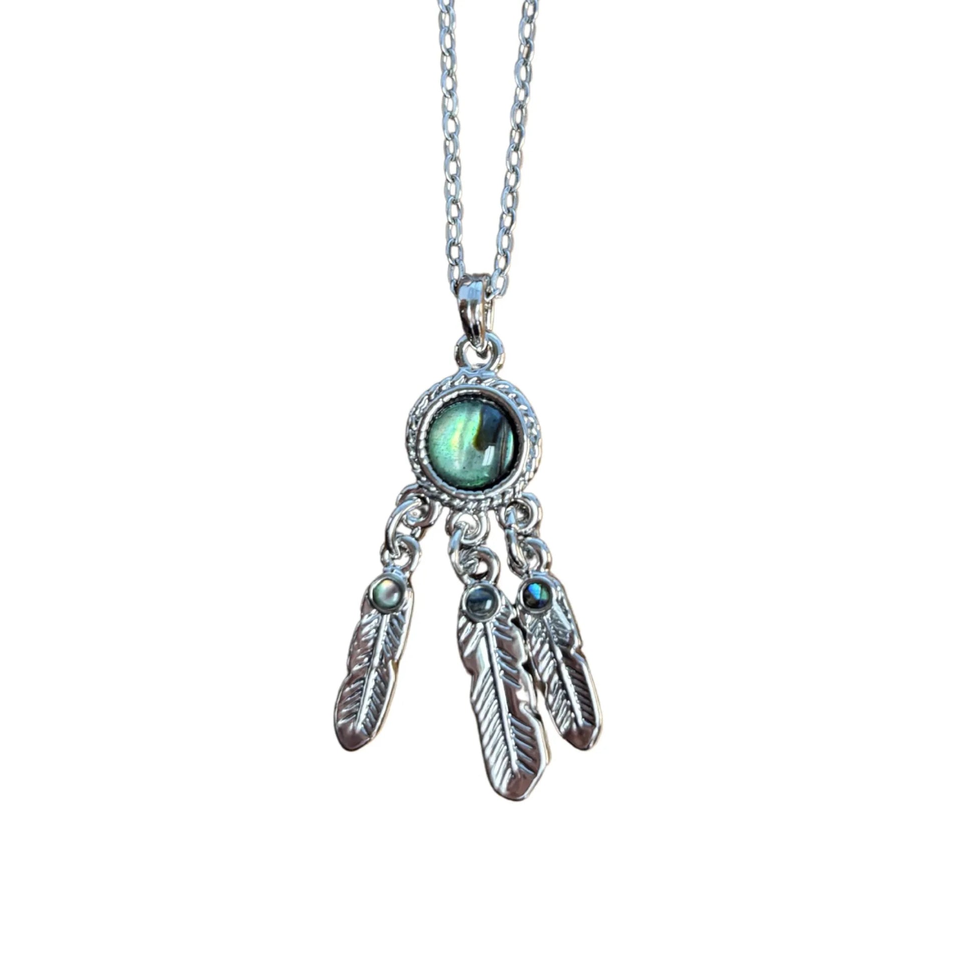 Necklace with a pendant featuring a dream catcher