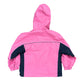 Pink raincoat with dark accents 
