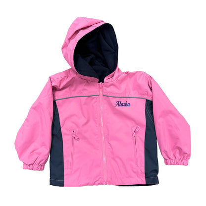 Pink jacket with 'Alaska' embroidery