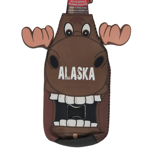 Moose shaped bottle insulator with alaska text