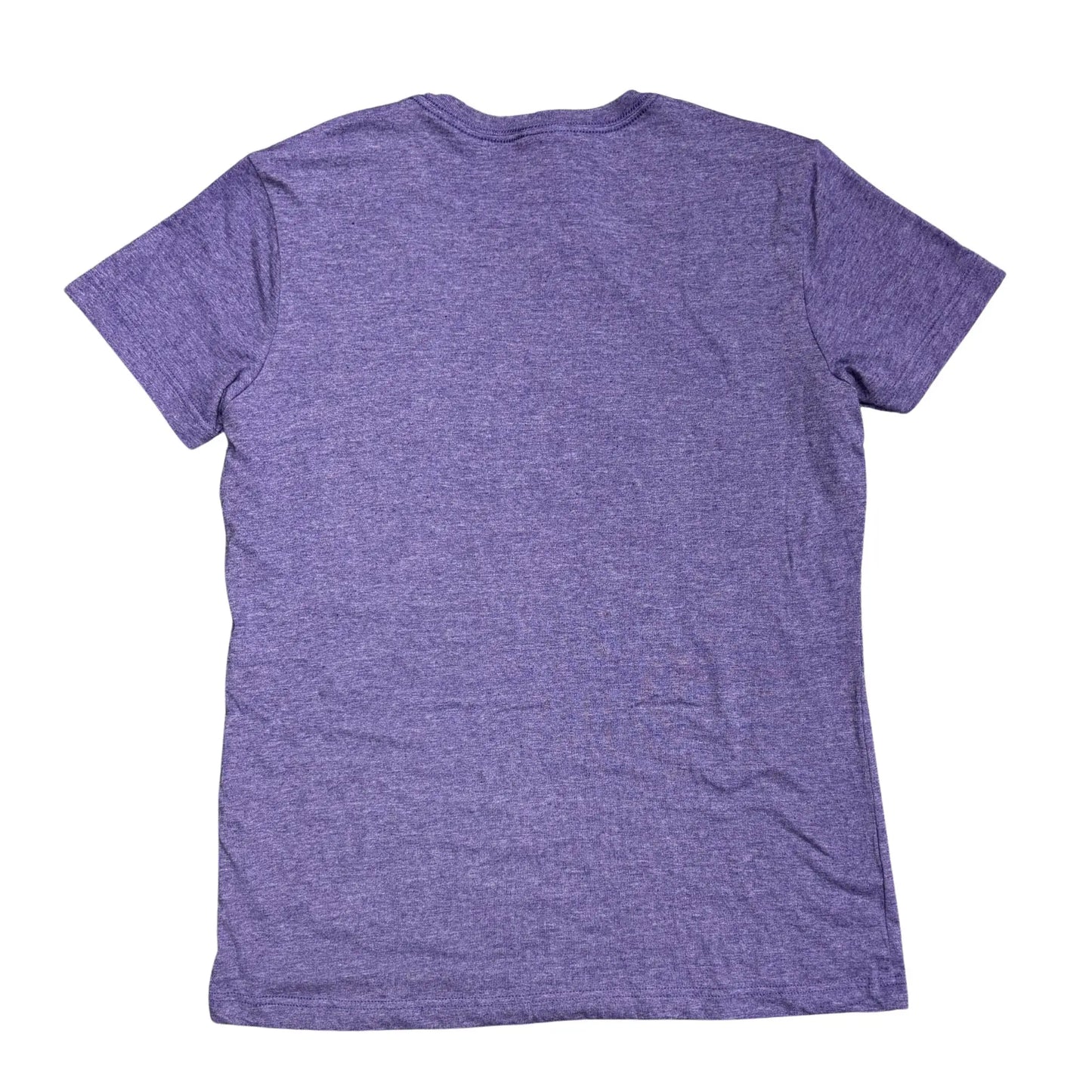 Back of purple t-shirt on a white background