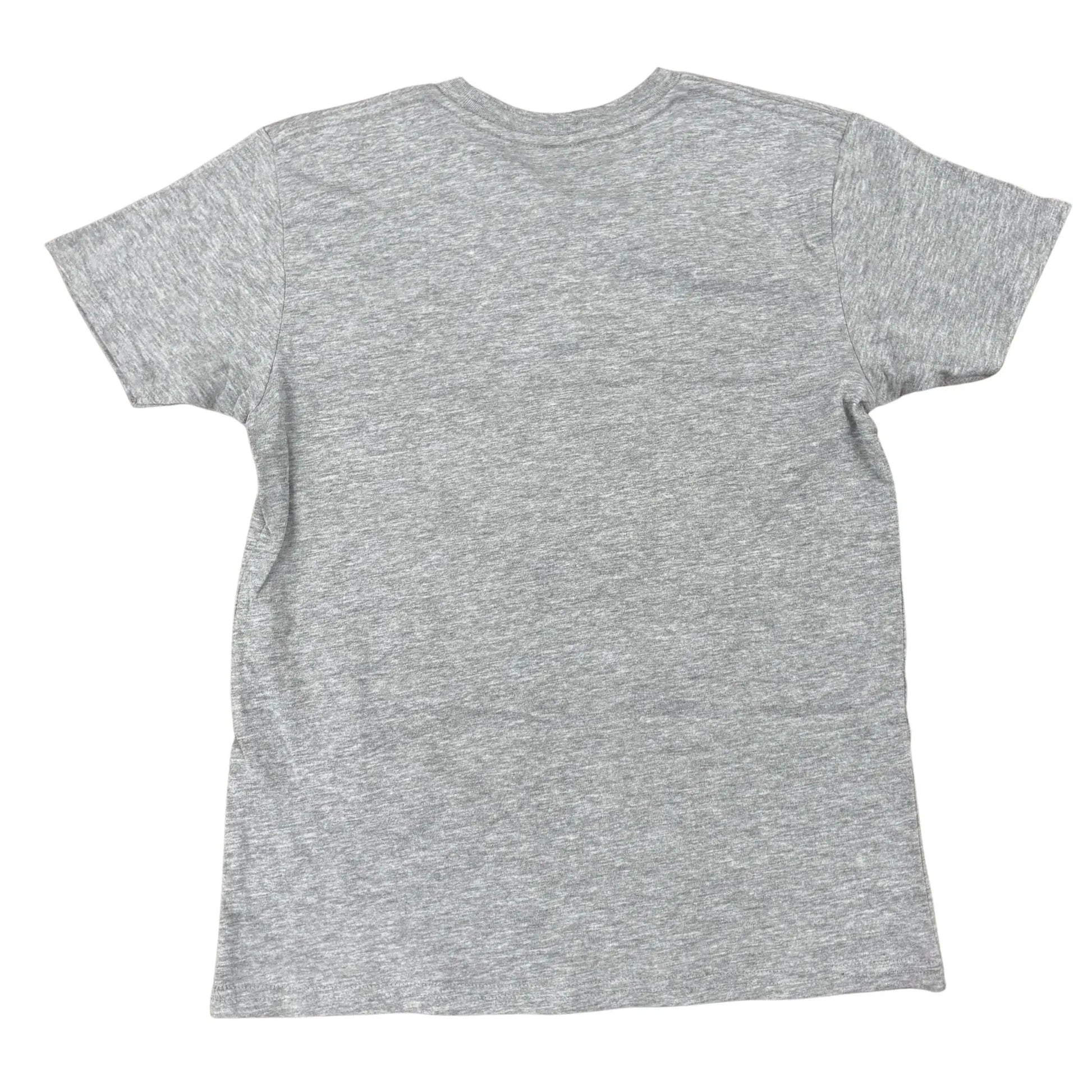 Back of a gray t-shirt on a white background
