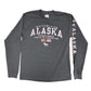 Gray long-sleeve shirt with Alaska-themed design 