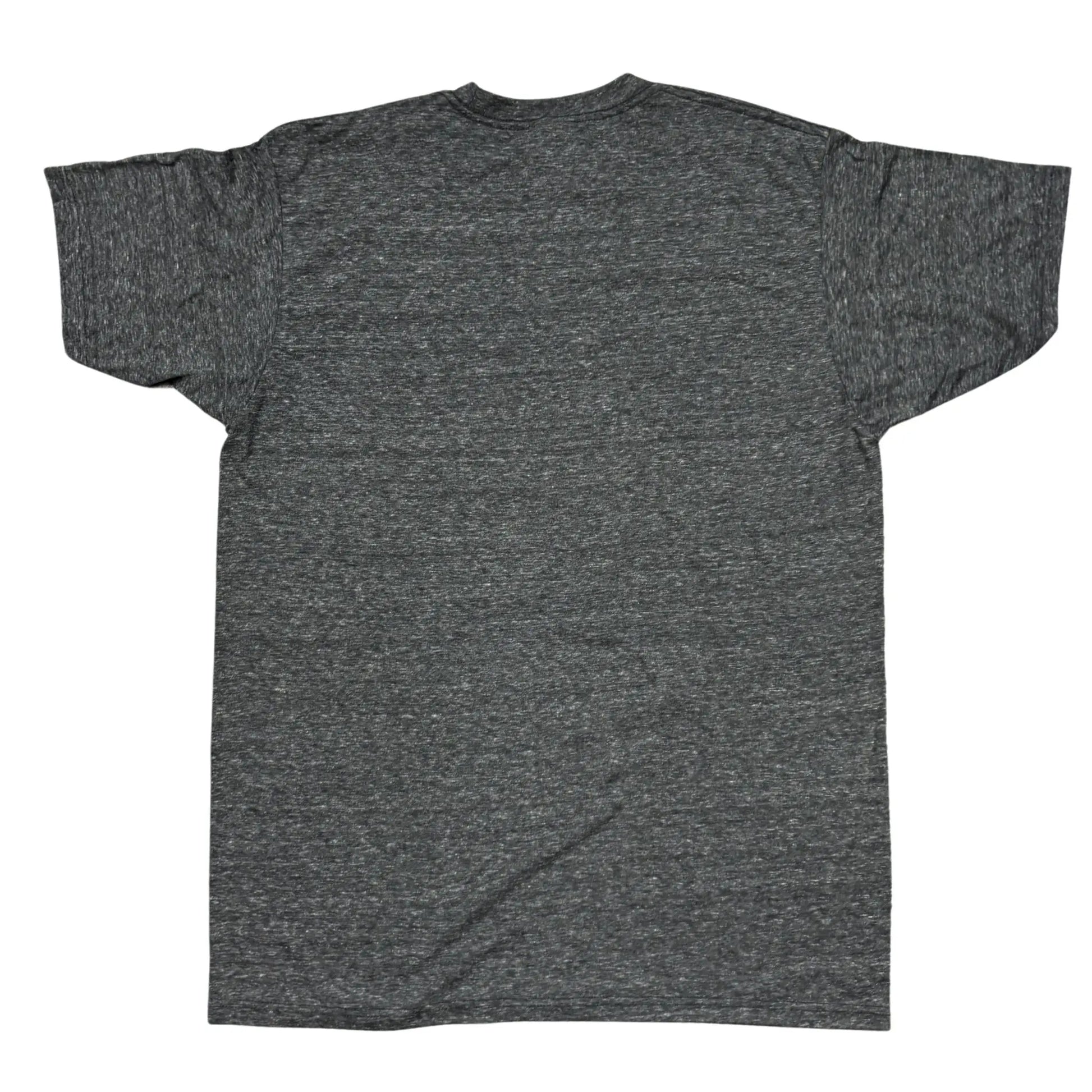 Back of gray t-shirt on a white background