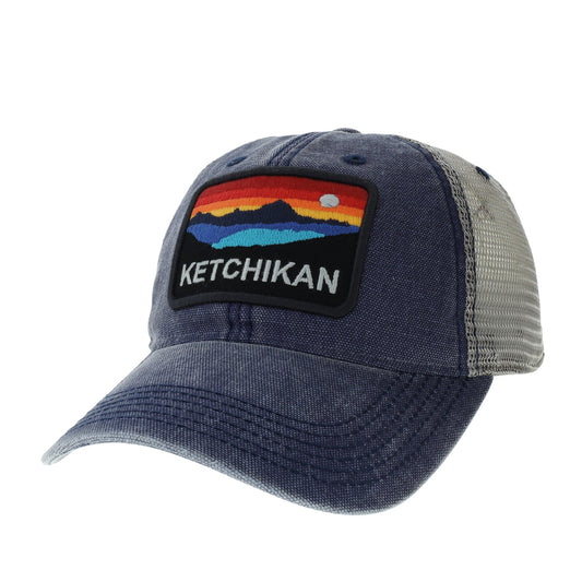 Blue cap with a colorful patch and 'Ketchikan' text on a white background