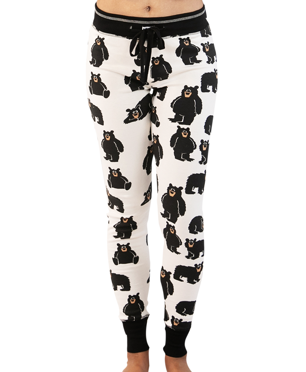 Pajama pants with black bear pattern 