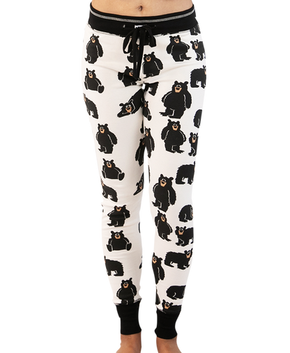 Pajama pants with black bear pattern 