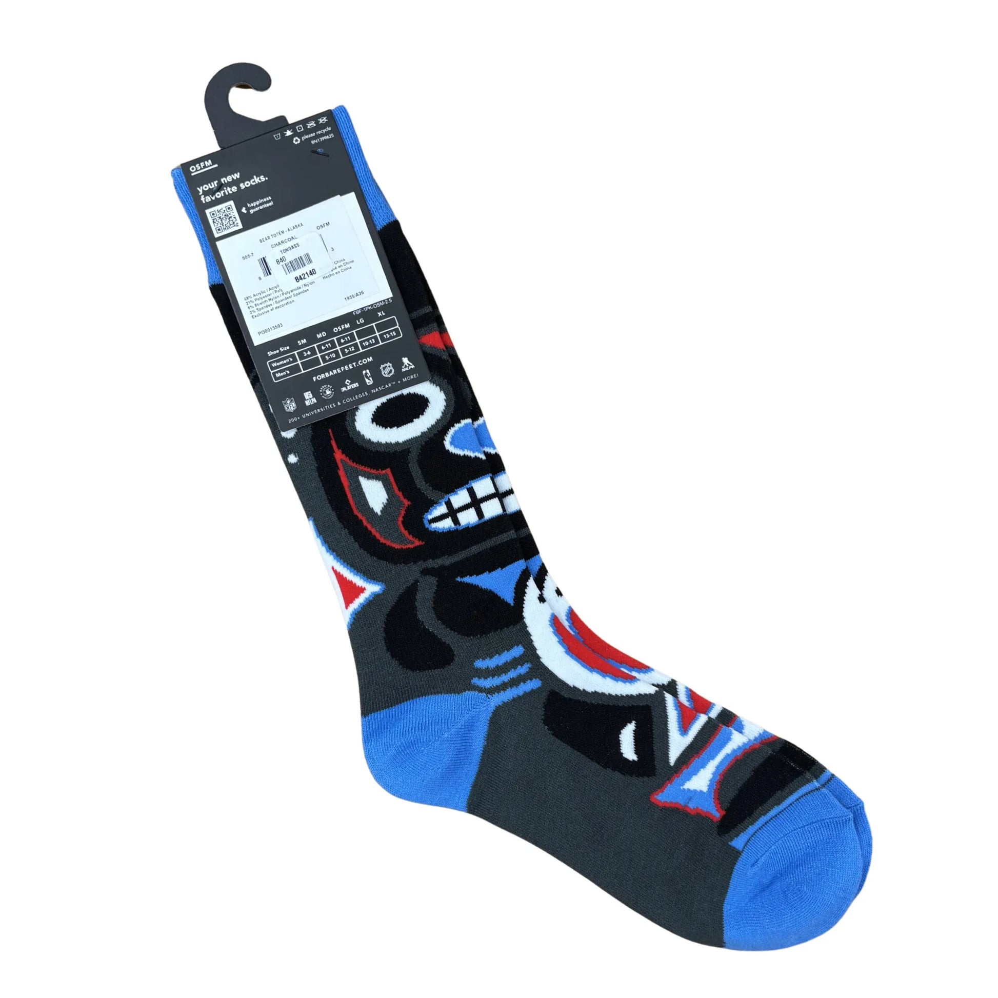 Sock with formline design on a white background