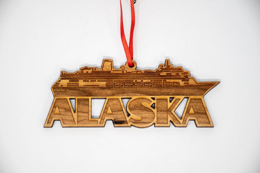 LAZER ENGRAVED WOOD CRUISE SHIP ORNAMENT
