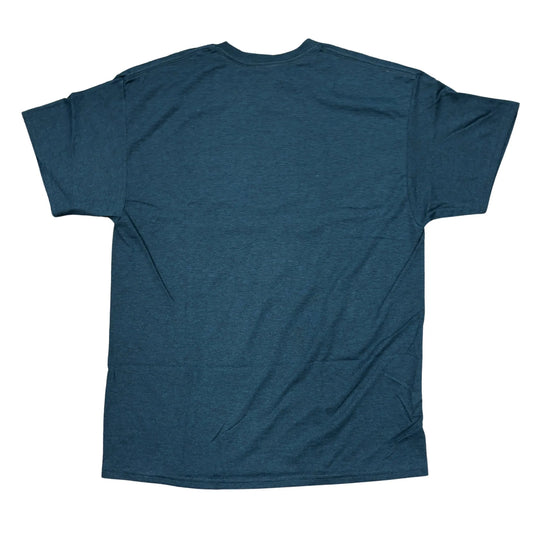 Back of blue t-shirt