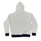 Gray hoodie with navy cuffs and hem on a white background