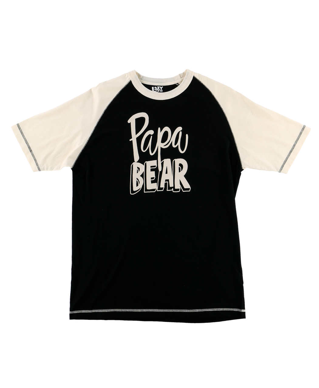 Black t-shirt with 'Papa Bear' text on a white background