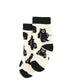 Pair of socks with black bear pattern on a white background