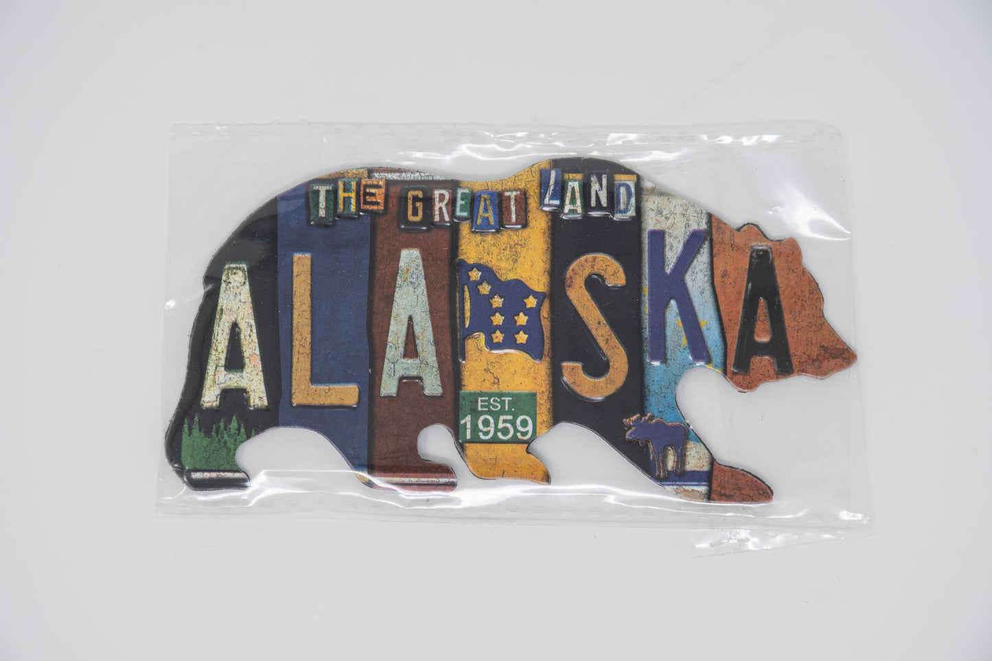 BEAR LICENSE PLATE EMBOSSED MAGNET