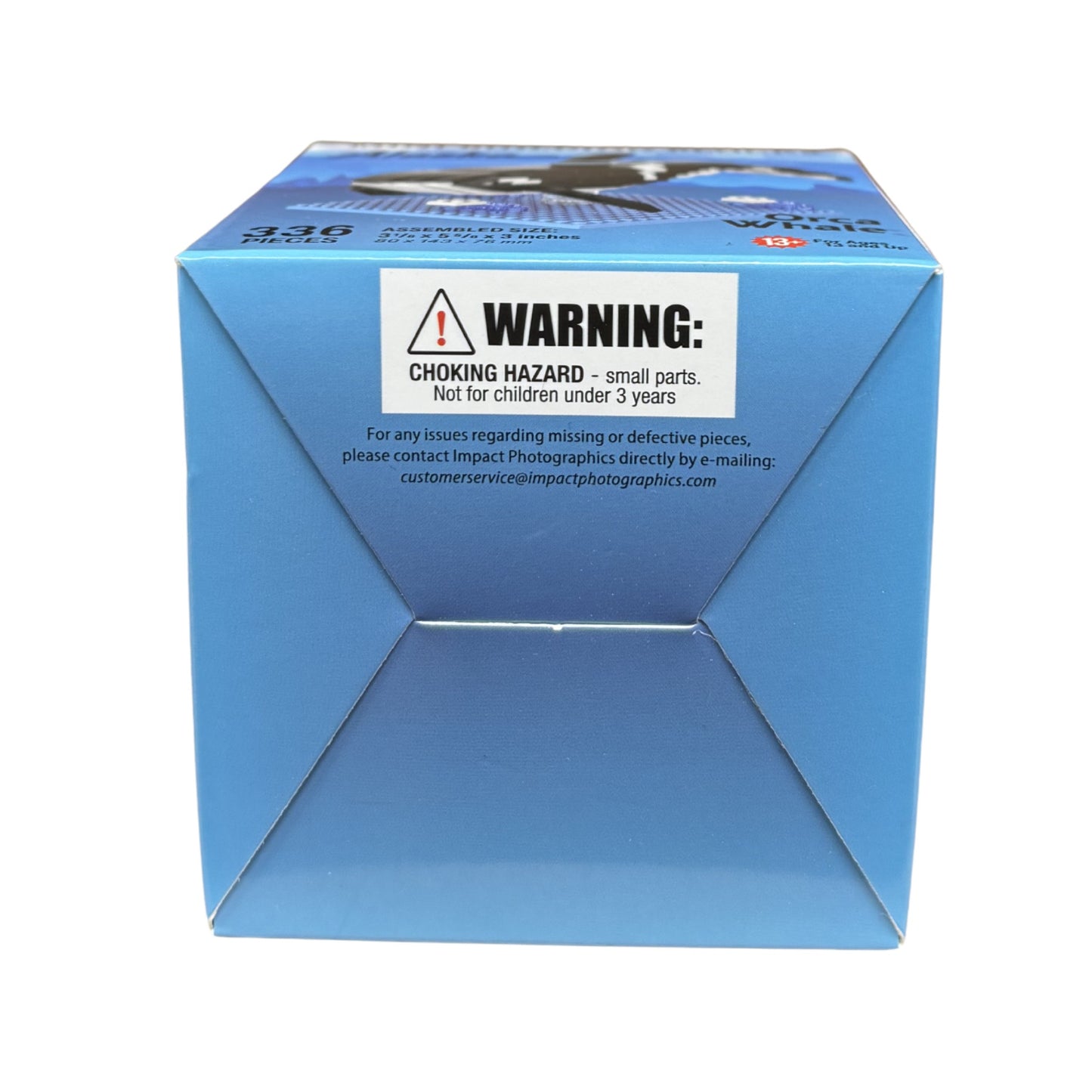 Blue box with a warning label