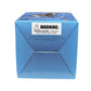 Blue box with a warning label