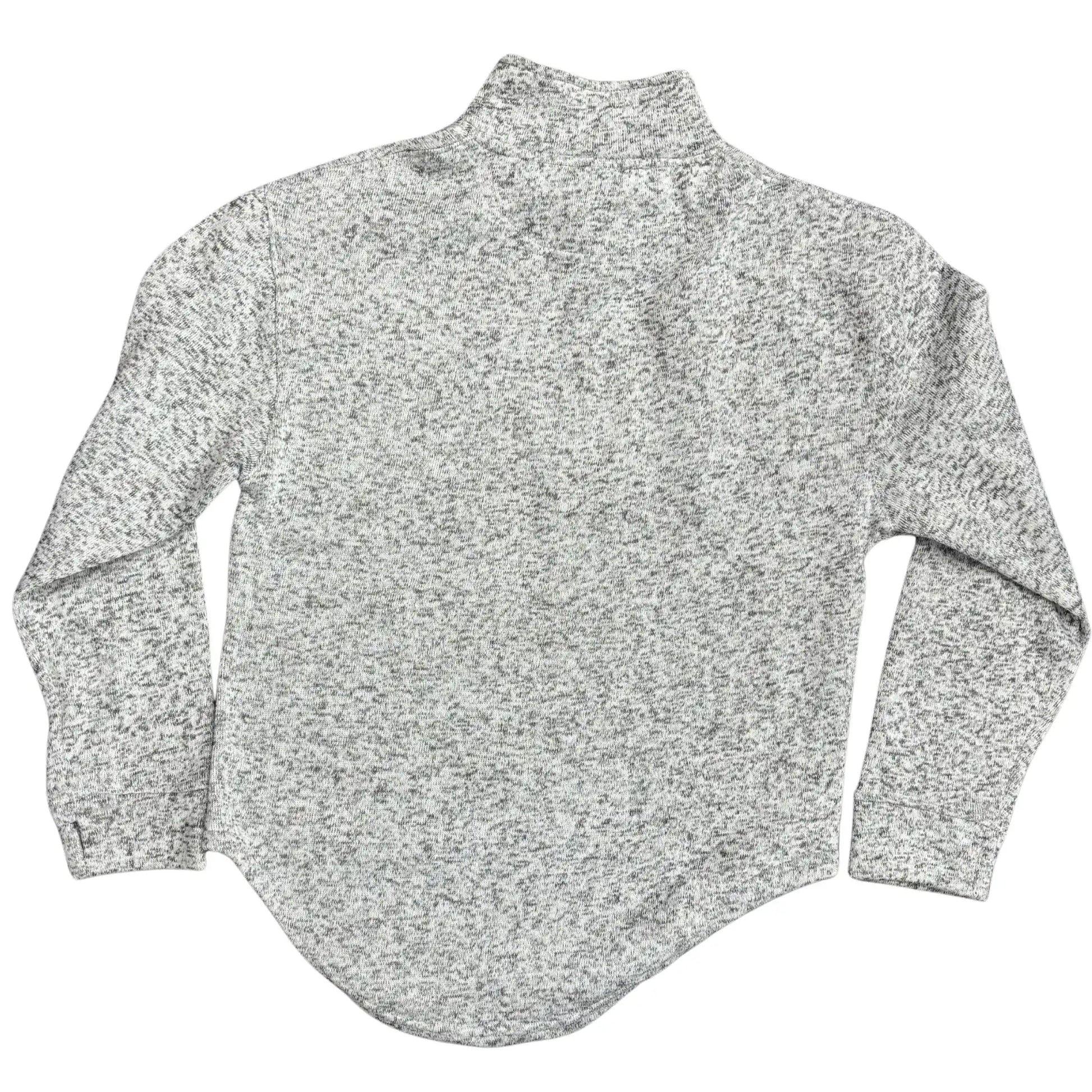 Back of gray quarter Zip