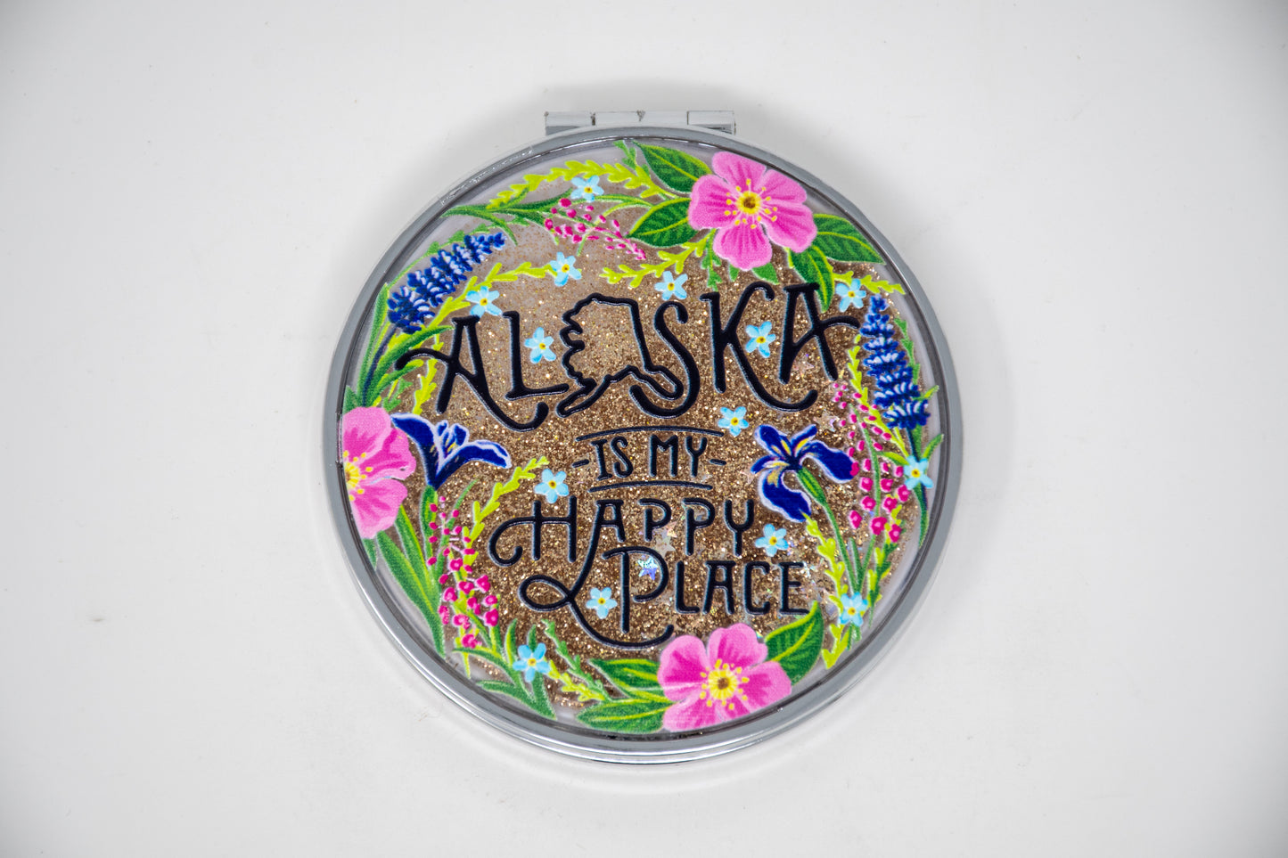 ALASKA IS MY HAPPY PLACE COMPACT MIRROR