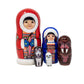 Set of four nesting dolls with walrus, owl, wolf, and Eskimo designs