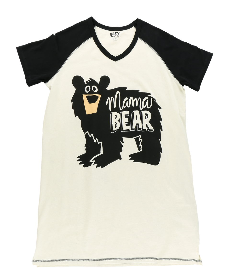 T-shirt with 'Mama Bear' graphic design on a white background
