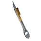 Metal tongs with wooden handle and 'Alaska' engraving on a white background