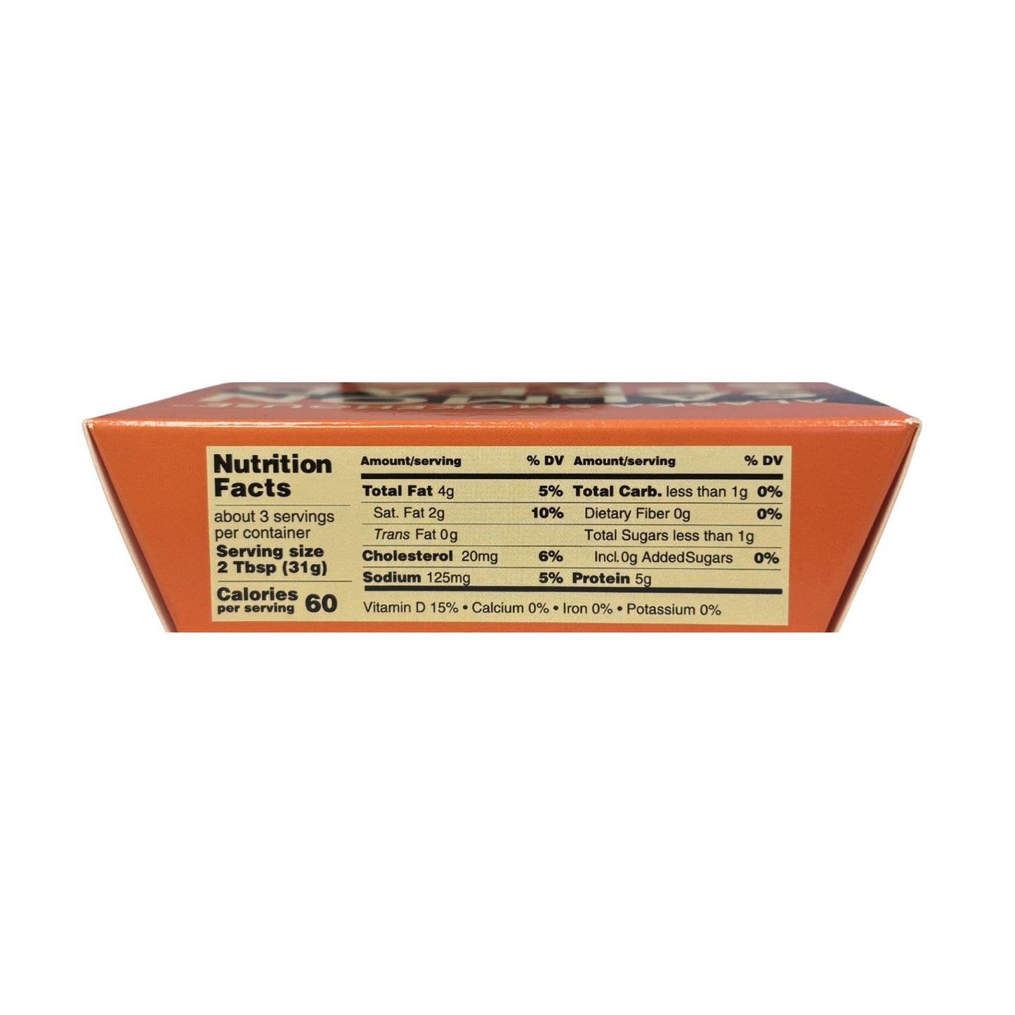 Box with nutrition facts label on a white background