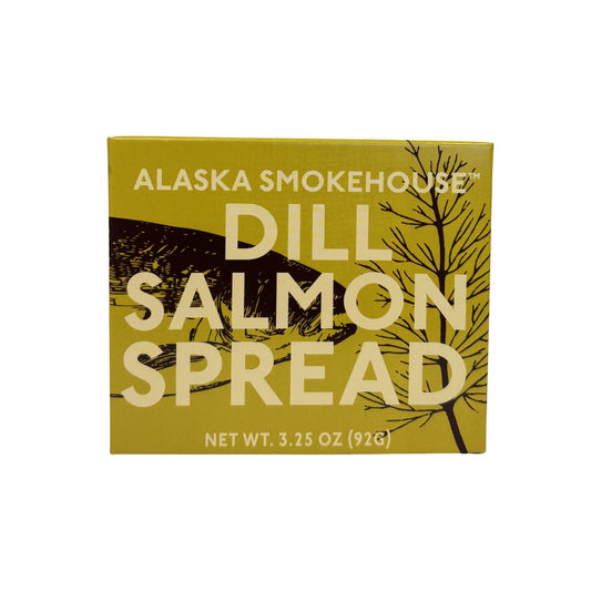 Alaska Smokehouse Dill Salmon Spread packaging on a white background