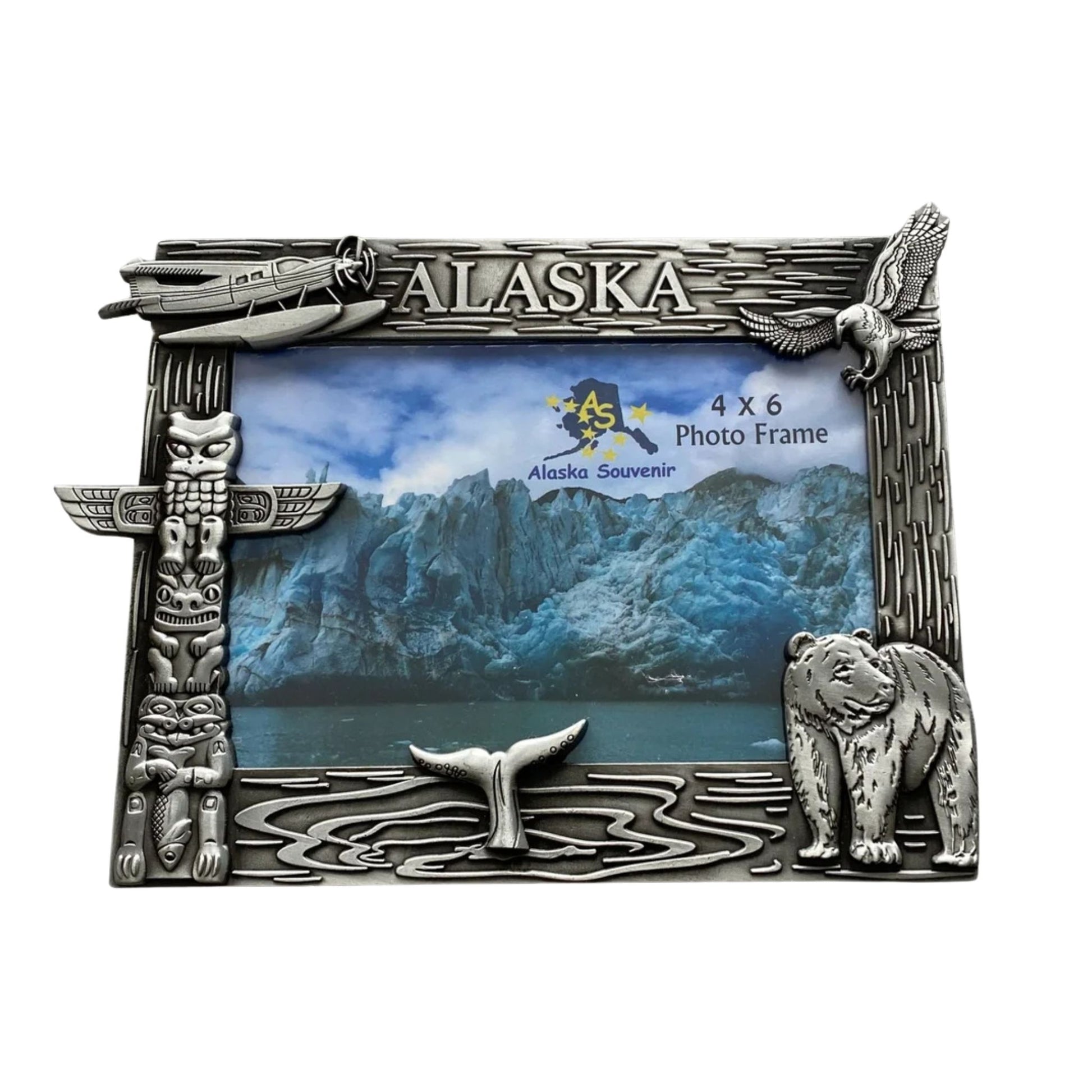 Alaska-themed photo frame with natural elements and 'Alaska' text 