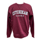Maroon sweatshirt with 'Ketchikan Alaska' text 