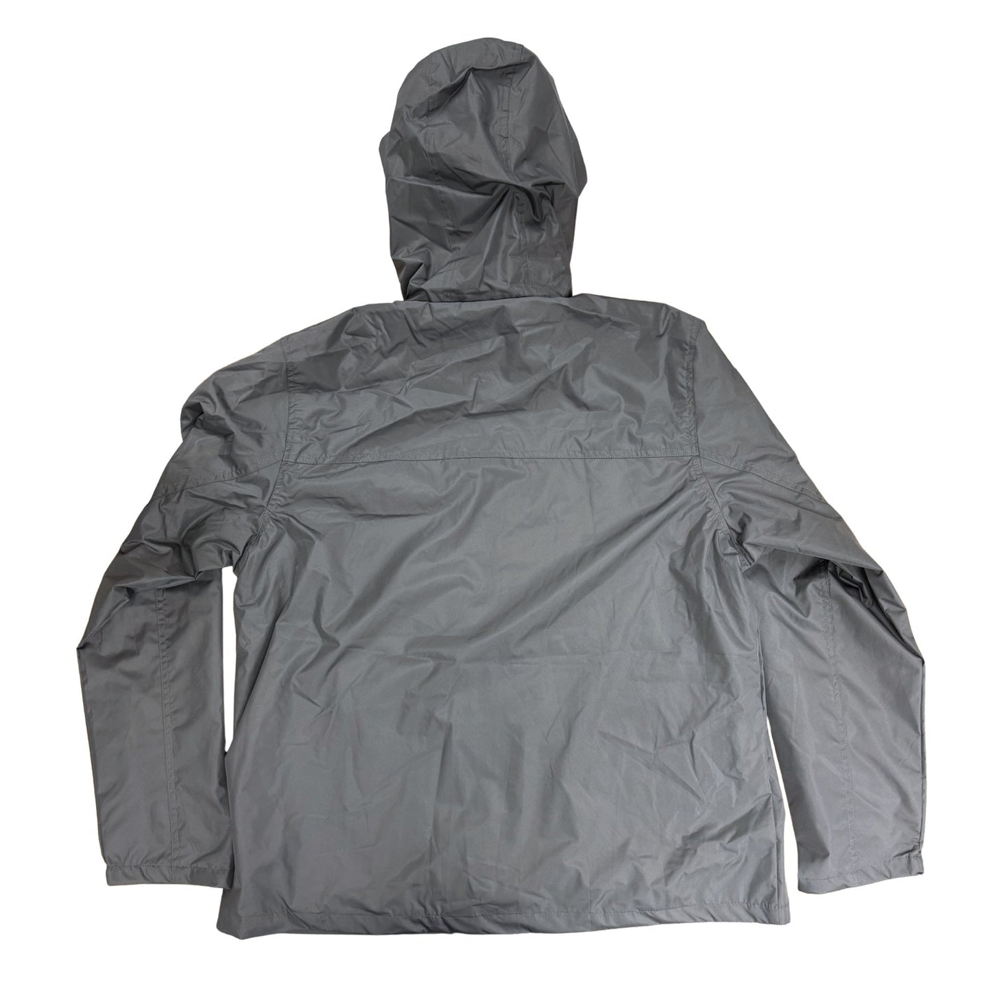 Gray coat with a hood on a white background