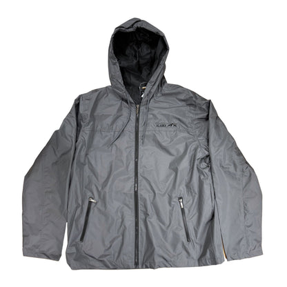 Gray jacket with a hood on a white background