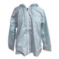 Light blue raincoat with a zipper on a white background