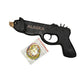 Toy rubber band gun with 'Alaska' branding and a package of rubber bands