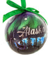 Decorative ornament with 'Alaska' text and green ribbon 