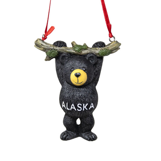 Black bear ornament with 'Alaska' on its chest