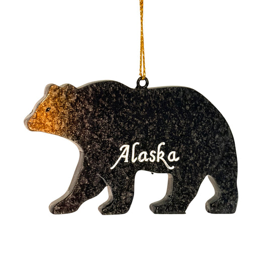Bear-shaped ornament with 'Alaska' text